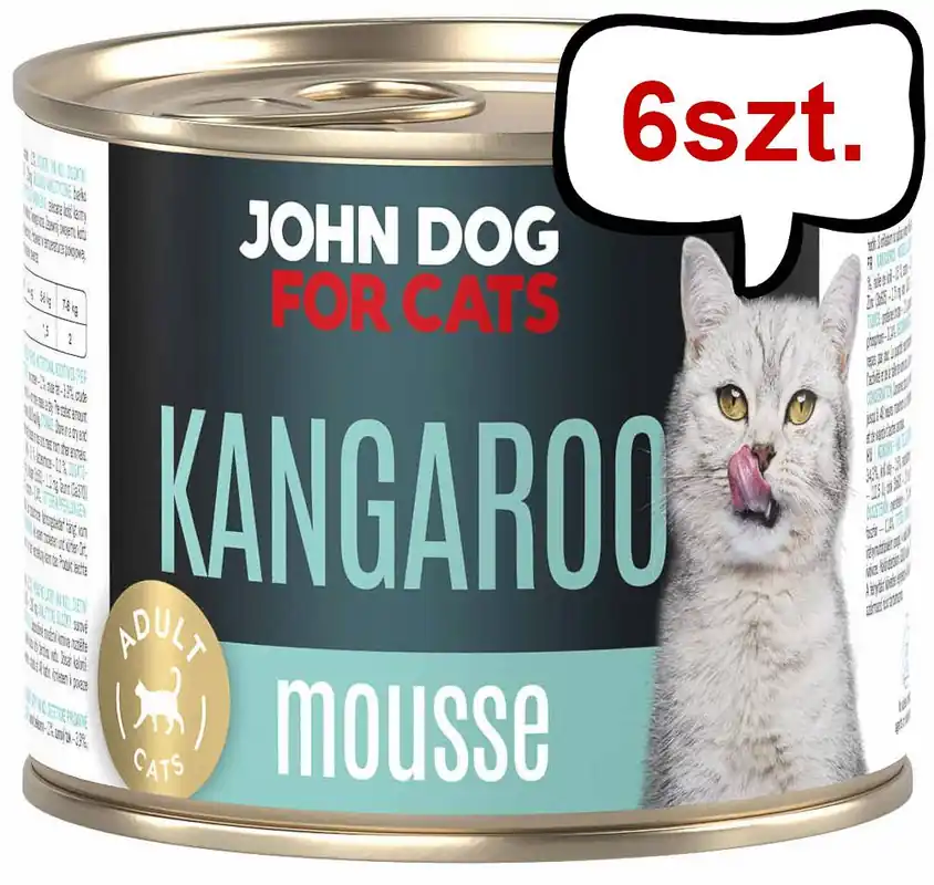 Oferta czasowa John Dog Adult Kangaroo Mousse Mokra Karma dla kota op. 200g Pakiet 6szt.