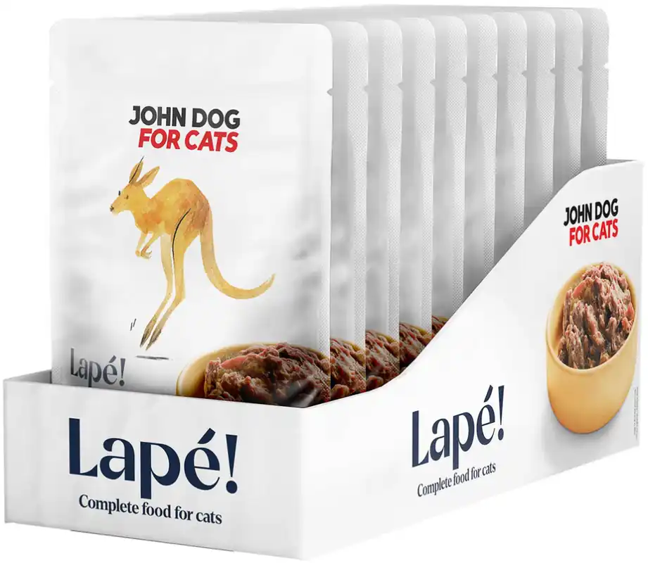 Łatwy zwrot John Dog Adult Lapé Kangur Mokra Karma dla kota op. 100g Pakiet 10szt.