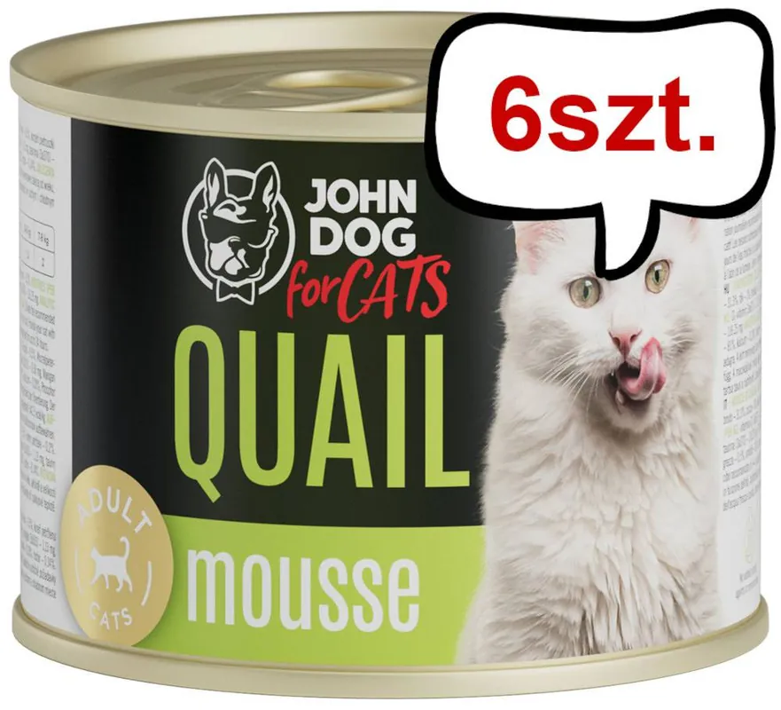 John Dog Adult Quail Mousse Mokra Karma dla kota op. 200g Pakiet 6szt. Obniżka ceny