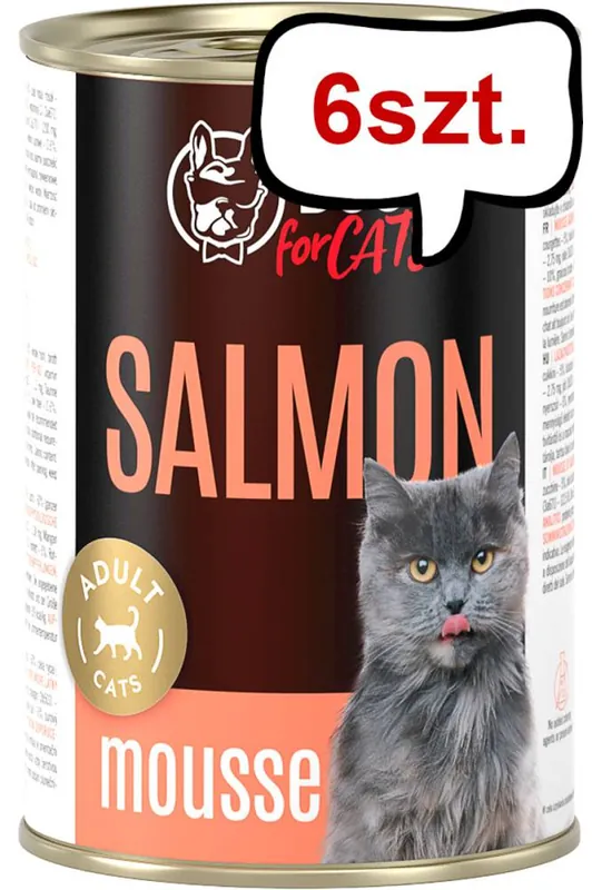 Szybka wysyłka John Dog Adult Salmon Mousse Mokra Karma dla kota op. 400g Pakiet 6szt.