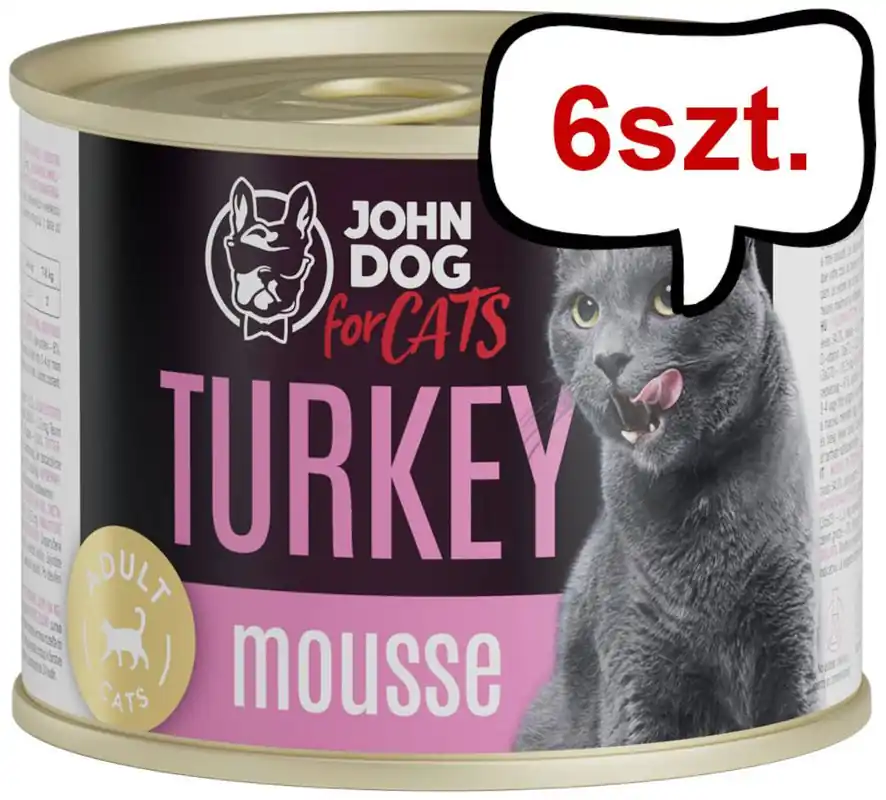John Dog Adult Turkey Mousse Mokra Karma dla kota op. 200g Pakiet 6szt. Ostatnia szansa