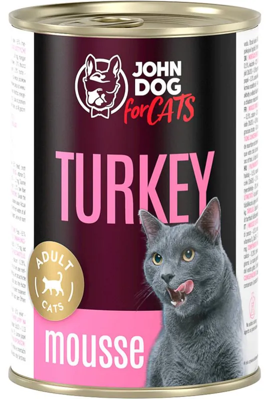 Tylko do końca tygodnia John Dog Adult Turkey Mousse Mokra Karma dla kota op. 400g