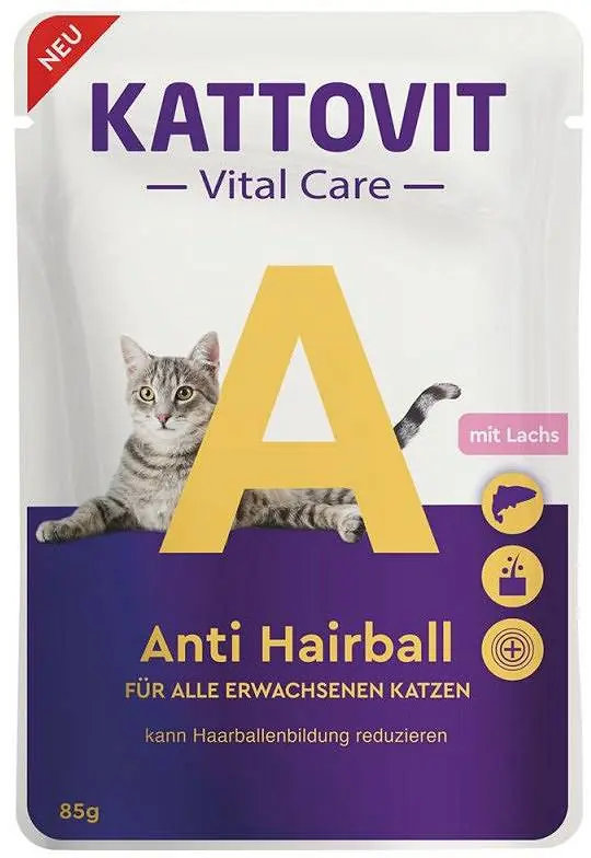 Kattovit Vital Care Anti Hairball z łososiem (Lachs) Mokra Karma dla kota op. 85g Szybka dostawa