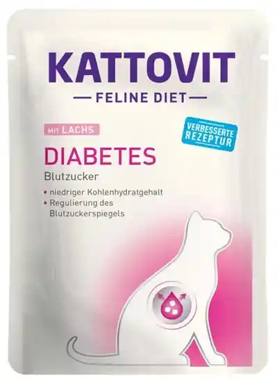 Sprawdź teraz Kattovit Feline Diet Diabetes z łososiem (Lachs) Mokra Karma dla kota op. 85g