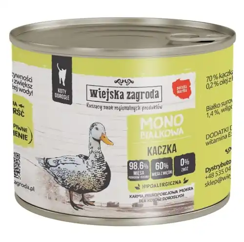 Wiejska Zagroda Kot Monobia艂kowa 200g Kaczka Nowy