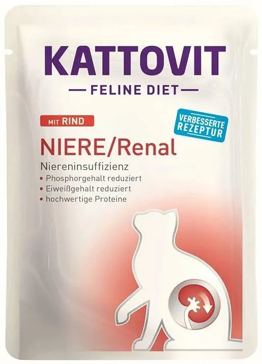 Kattovit Feline Diet Niere/Renal z wołowiną (Rind) Mokra Karma dla kota op. 85g Premium