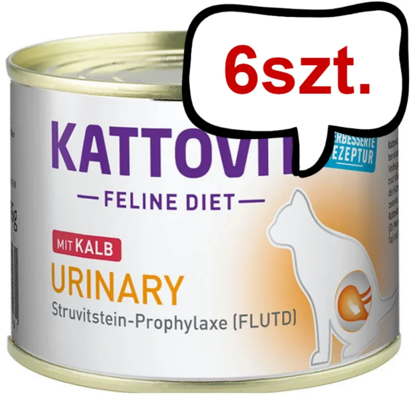 Niska cena Kattovit Feline Diet Urinary z cielęciną (Kalb) Mokra Karma dla kota op. 185g Pakiet 6szt.