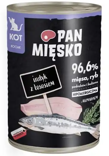 Pan Mi臋sko dla koci膮t Indyk z 艂ososiem 400g Tylko dziś