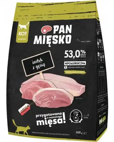 Pan Mi臋sko dla kota Indyk z g臋si膮 S 400g Ostatnia szansa