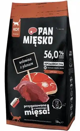 Pan Mi臋sko dla kota Wo艂owina z jeleniem M 1,6 kg Wysoka jakość