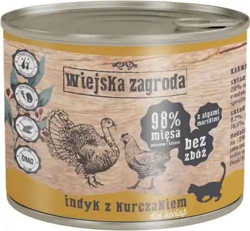 Wiejska Zagroda Indyk z kurczakiem dla koci膮t 200g Kup online
