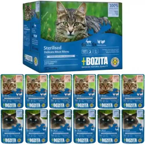 Bozita Indoor Sterilised kurczak indyk renifer karma mokra dla kota 12x85 g Bezpieczna płatność