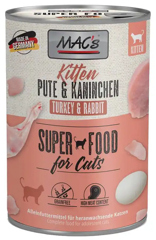 Mac‘s Kitten Indyk z królikiem Mokra Karma dla kociąt op. 400g Tylko dziś