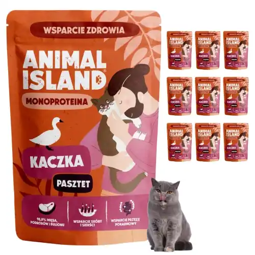 Animal Island kaczka karma mokra monoproteinowa dla kota doros艂ego 10x 100g Dostępne od ręki