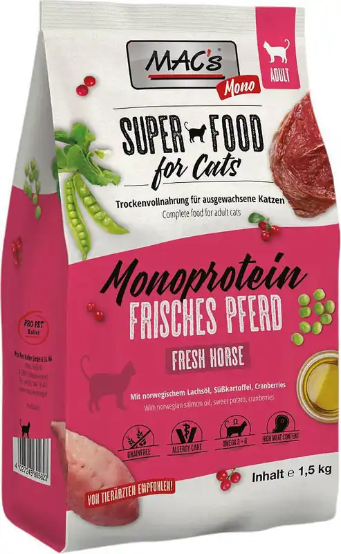 Mac‘s Monoprotein Adult Horse Sucha Karma dla kota op. 1.5kg Darmowy zwrot