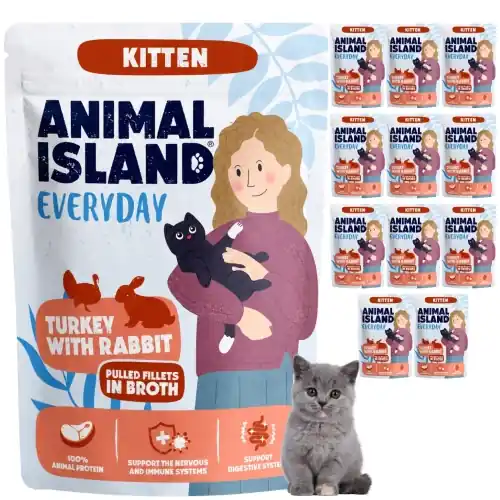 Animal Island Everyday indyk kr贸lik fileciki karma mokra dla koci膮t 12x 85g Szybka wysyłka