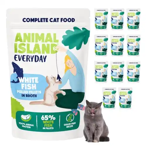 Bezpieczna płatność Animal Island Everyday bia艂a ryba fileciki w rosole karma dla kota 12x 85 g