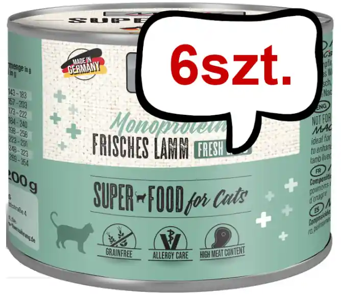 Mac‘s Monoprotein Jagnięcina Mokra Karma dla kota op. 200g Pakiet 6szt. Ostatnie sztuki