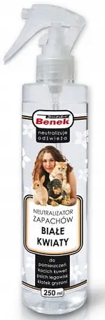 Super Benek neutralizator Bia艂e Kwiaty spray do kuwety dla kota 250 ml Wyprzedaż