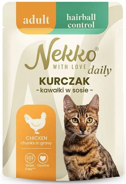 Nekko Daily Adult Hairball z kurczakiem w sosie Mokra Karma dla kota op. 85g Zamów dziś