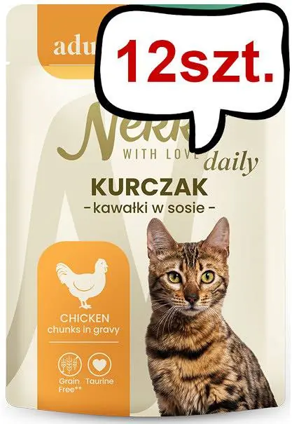 Nekko Daily Adult Hairball z kurczakiem w sosie Mokra Karma dla kota op. 85g Pakiet 12szt. Bezpieczna płatność