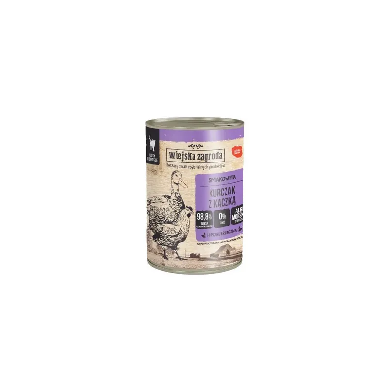 Wyjątkowa oferta Wiejska Zagroda Kurczak z kaczką 400g (dorosły kot)