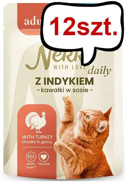Do wyczerpania zapasów Nekko Daily Adult Sterilised z indykiem w sosie Mokra Karma dla kota op. 85g Pakiet 12szt.
