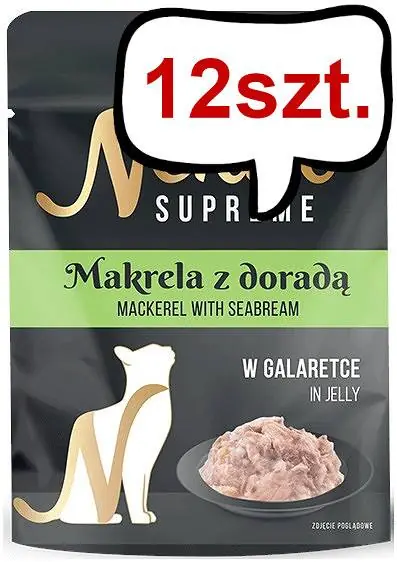 Nekko Supreme Adult Makrela z doradą w galaretce Mokra Karma dla kota op. 70g Pakiet 12szt. Super okazja