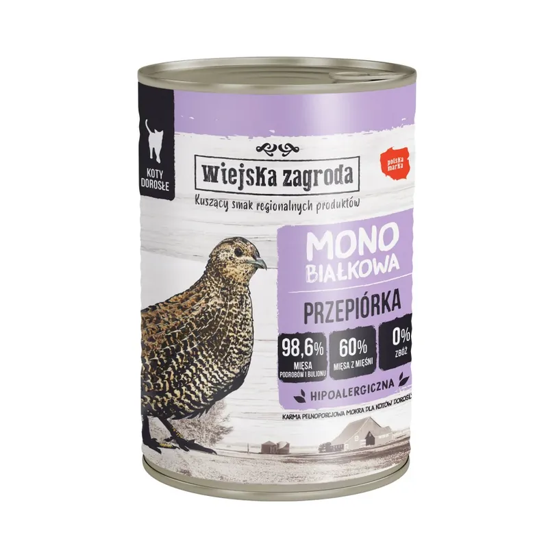 Ostatnia szansa Wiejska Zagroda Mono Przepiórka 400g (dorosły kot)