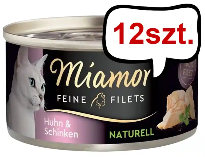 Miamor Feine Filets Naturell Adult Kurczak i szynka Mokra Karma dla kota op. 80g Pakiet 12szt. Nowy