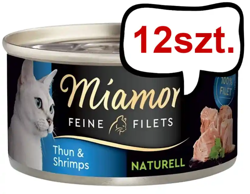 Miamor Feine Filets Naturell Adult Tuńczyk i krewetki Mokra Karma dla kota op. 80g Pakiet 12szt. Ograniczona ilość
