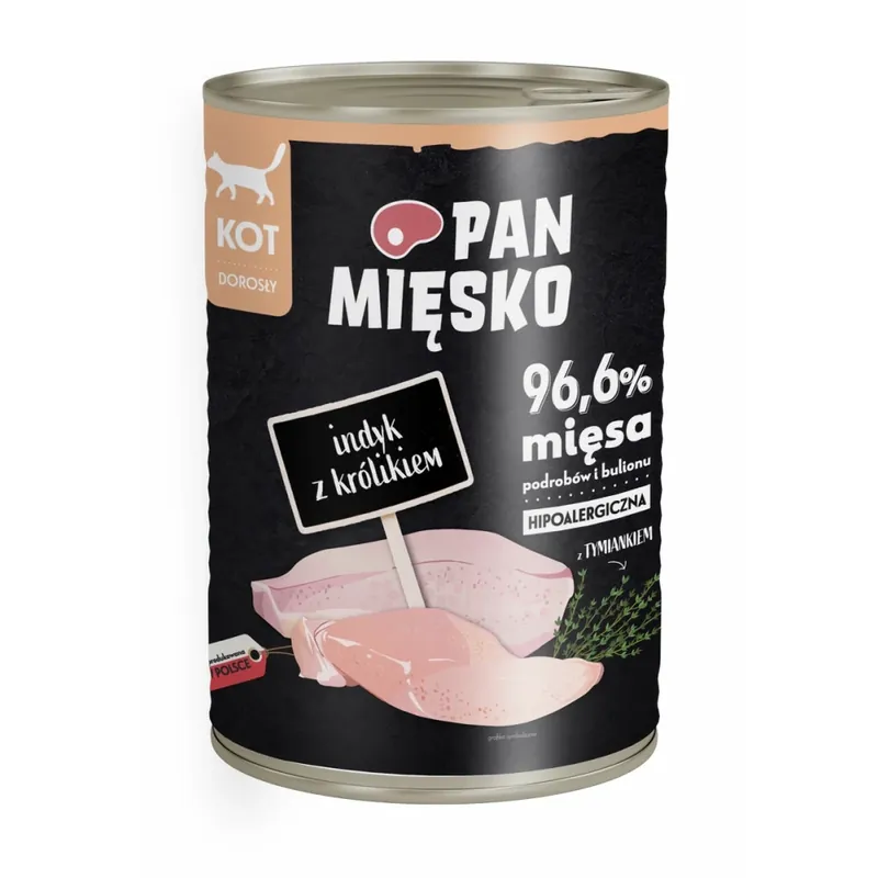 Sprawdź teraz Pan Mięsko karma mokra dla kota Indyk z królikiem 400g