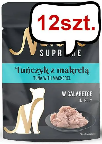 Cena promocyjna Nekko Supreme Adult Tuńczyk z makrelą w galaretce Mokra Karma dla kota op. 70g Pakiet 12szt.