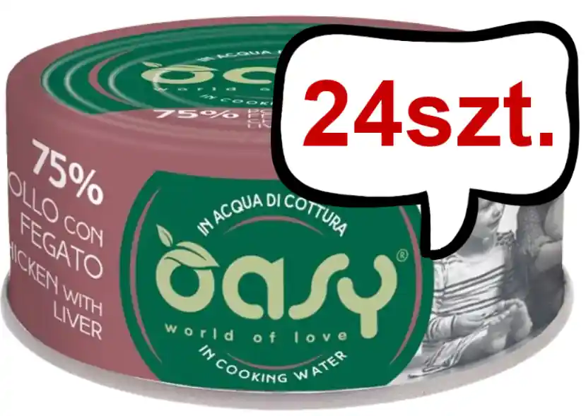 Zniżka Oasy Adult More Love Chicken with Liver Mokra Karma dla kota op. 70g Pakiet 24szt.