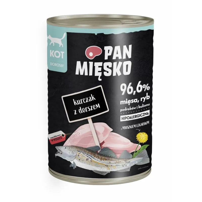 Dodaj do koszyka Pan Mięsko karma mokra dla kota Kurczak z dorszem 400g