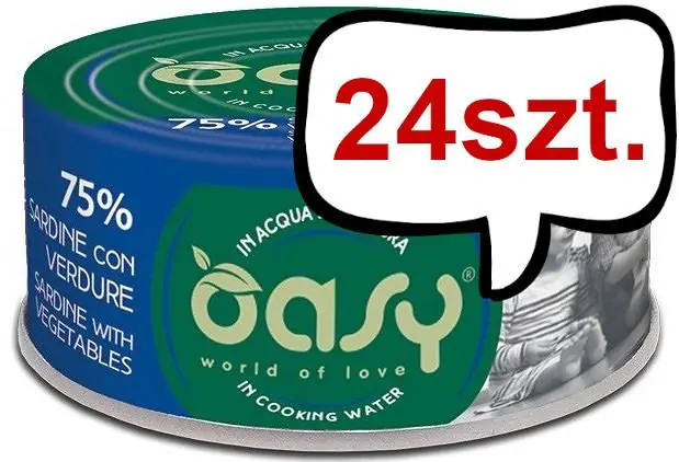 Oasy Adult More Love Sardine with Vegetables Mokra Karma dla kota op. 70g Pakiet 24szt. Nie przegap