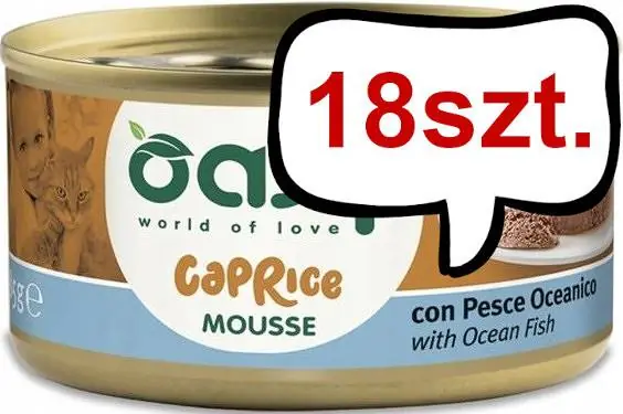 Najlepsza cena Oasy Caprice Adult Mousse with Ocean Fish Mokra Karma dla kota op. 85g Pakiet 18szt.