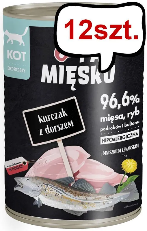 Pan Mięsko Adult Kurczak z dorszem Mokra Karma dla kota op. 400g Pakiet 12szt. Promocja