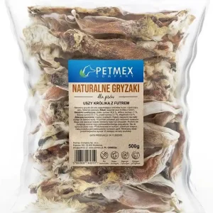 Petmex Uszy suszone królika naturalne z futrem op. 500g Taniej