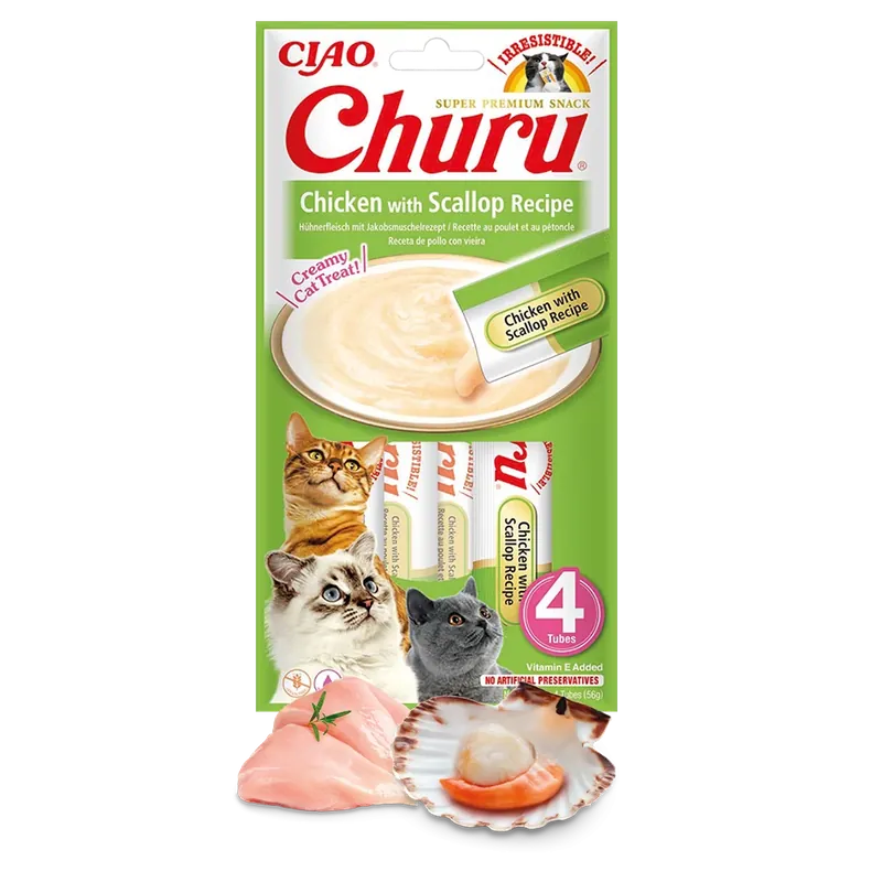 CIAO INABA CAT CHURU CHICKEN WITH SCALLOP 56G Oferta limitowana