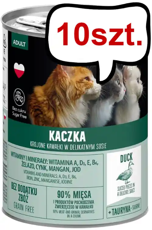 Wysoka jakość Pet Republic Adult Kaczka Mokra Karma dla kota 400g Pakiet. 10szt.