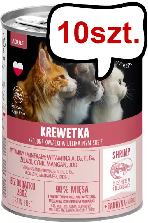 Wyprzedaż Pet Republic Adult Krewetka Mokra Karma dla kota 400g Pakiet 10szt.