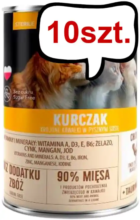 Nowość Pet Republic Adult Sterile Kurczak Mokra Karma dla kota 400g Pakiet 10szt.