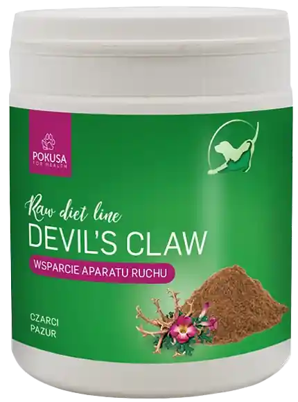 Pokusa RawDietLine Czarci Pazur Devil‘s Claw dla psa i kota op. 100g Bezpieczna płatność