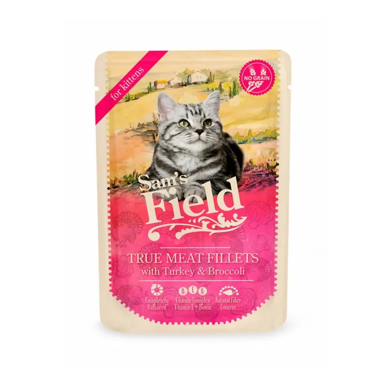 Sam‘s Field True Meat Filet z indyka z brokułem 85 g (karma mokra dla kociąt) Kup teraz
