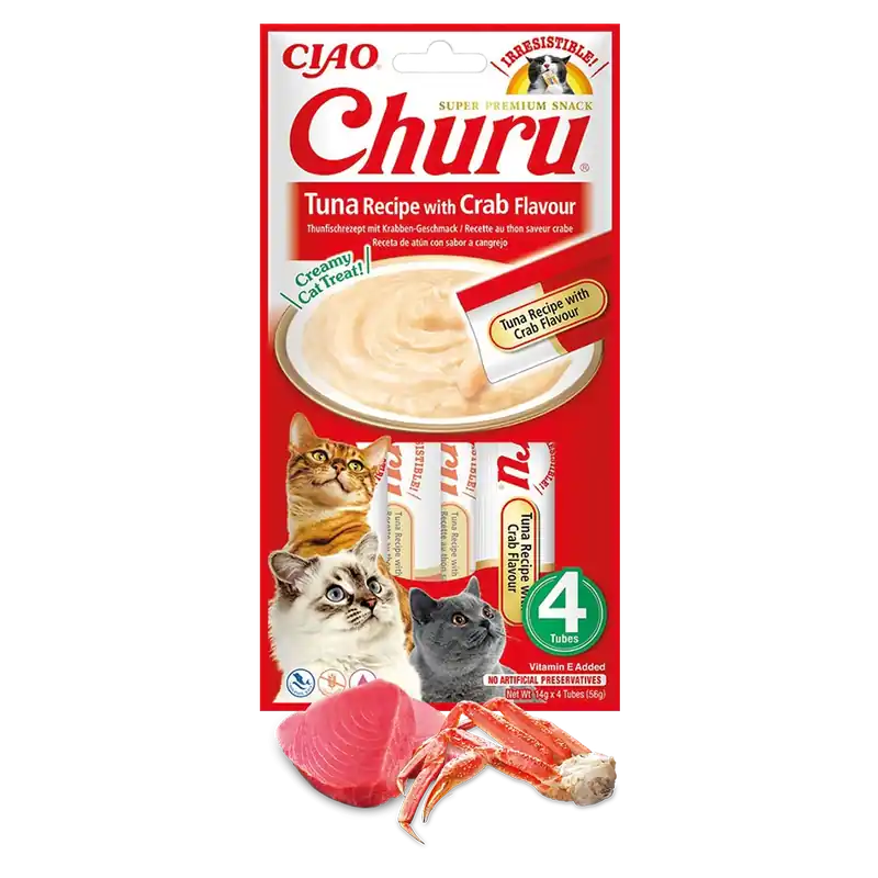 Cena promocyjna CIAO INABA CAT CHURU TUNA WITH CRAB FLAVOR 56G