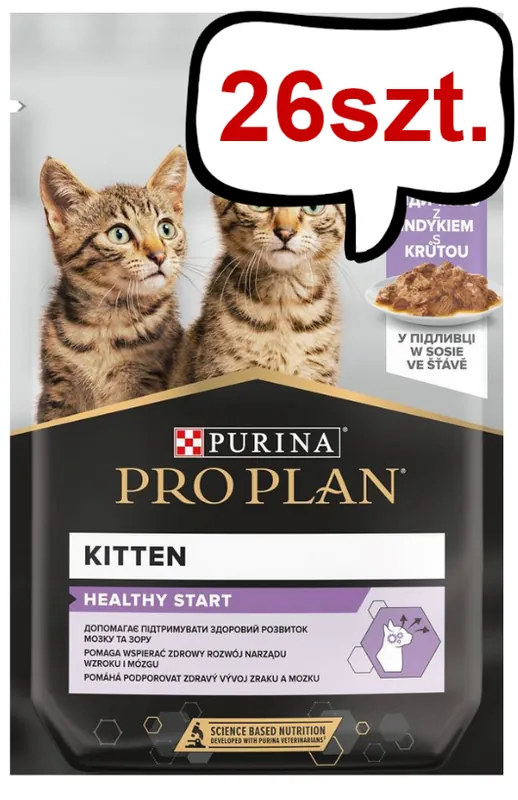 Pro Plan Cat Kitten Indyk Mokra Karma dla kociąt op. 85g Pakiet 26szt. + Podkładka pod Miskę GRATIS Cena promocyjna