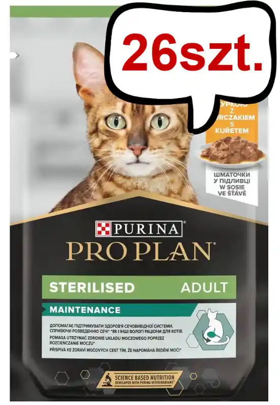 Pro Plan Cat Sterilised Kurczak Mokra Karma dla kota op. 85g Pakiet 26szt. + Podkładka pod Miskę GRATIS Ekspresowa dostawa