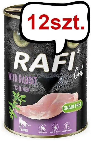 Cena promocyjna Rafi Cat Adult Sterilised Królik Mokra Karma dla kota op. 400g Pakiet 12szt.