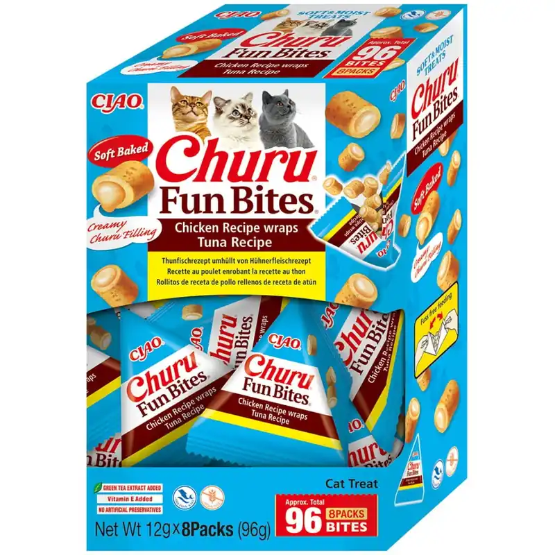 Ostatnia szansa Inaba Cat Churu Fun Bites Chicken Recipe wraps Tuna Recipe 8x12 g